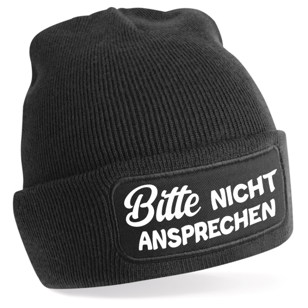 One Size Beanie, Mütze mit Spruch: Bitte nicht ansprechen